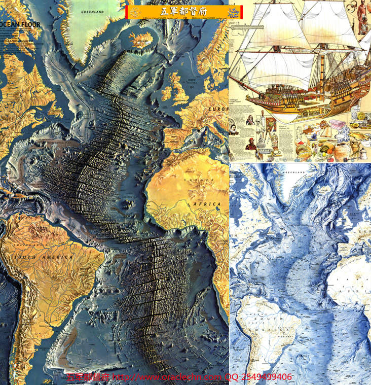 【地图】大西洋地形与航海人文高清古典地图8张
