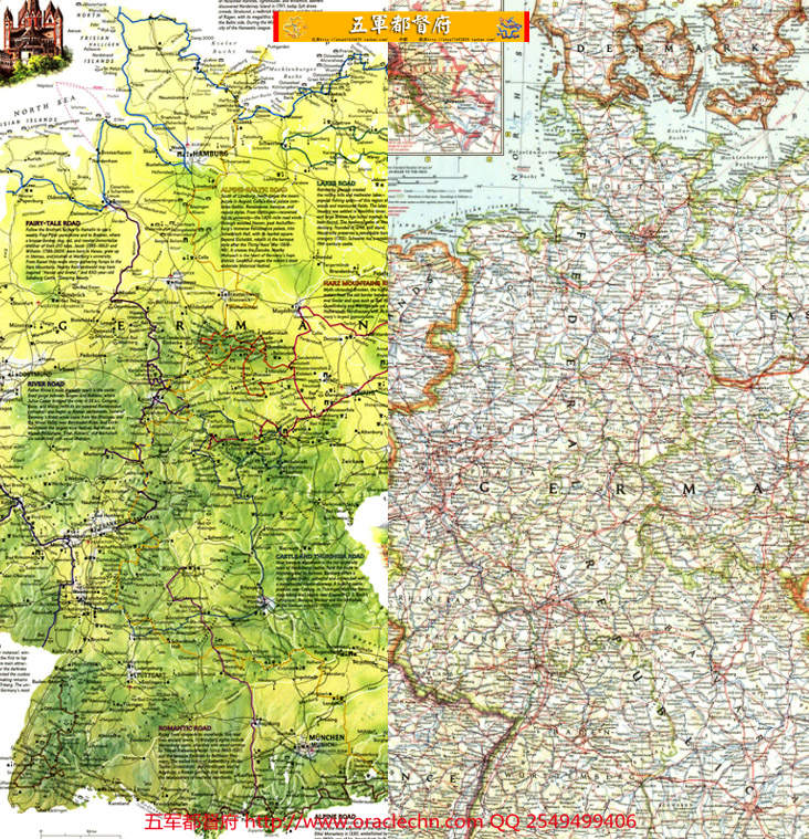【地图】德国旅行人文高清古典地图4张