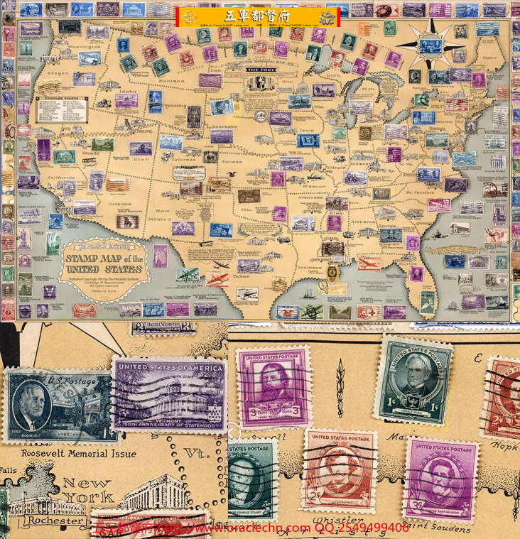 【地图】美国邮票分布高清趣味地图