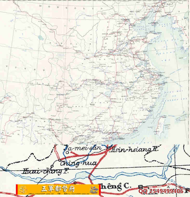 【舆图】民国元年中国铁路电报线路高清示意图地图（1912年）