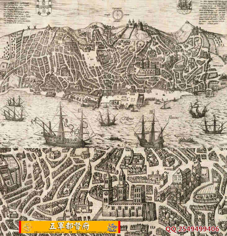 【舆图】中世纪葡萄牙里斯本城市鸟瞰图