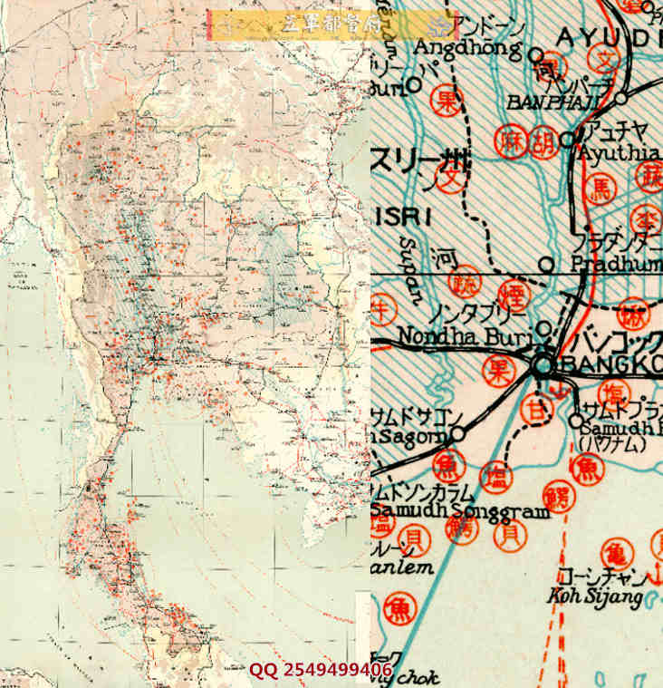 【舆图】日绘二战时期泰国农业资源高清分布示意图（1942）